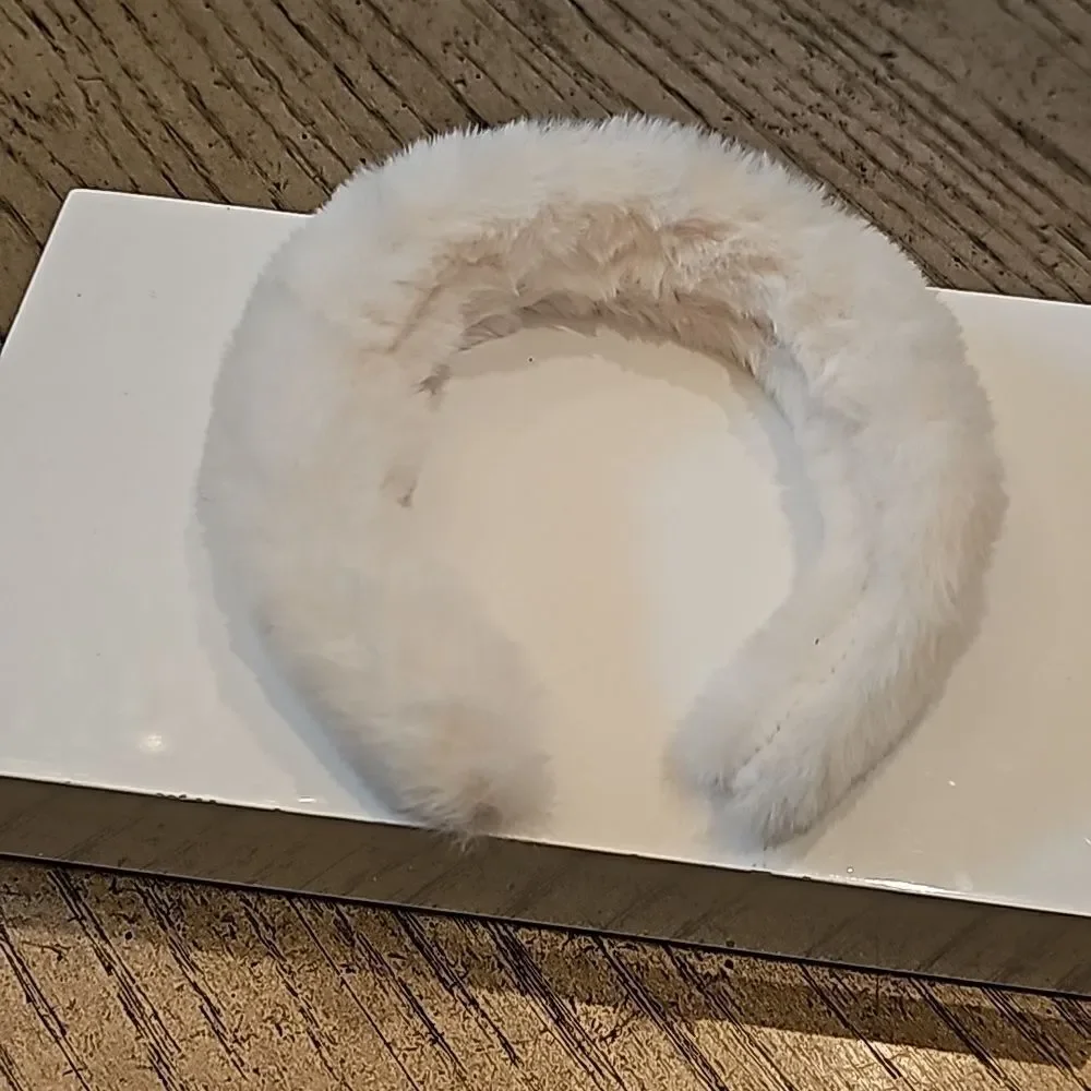 White fuzzy headband